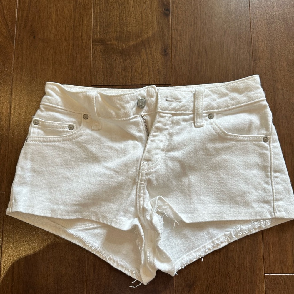 Sunday Best White Jean Shorts Raw Hem